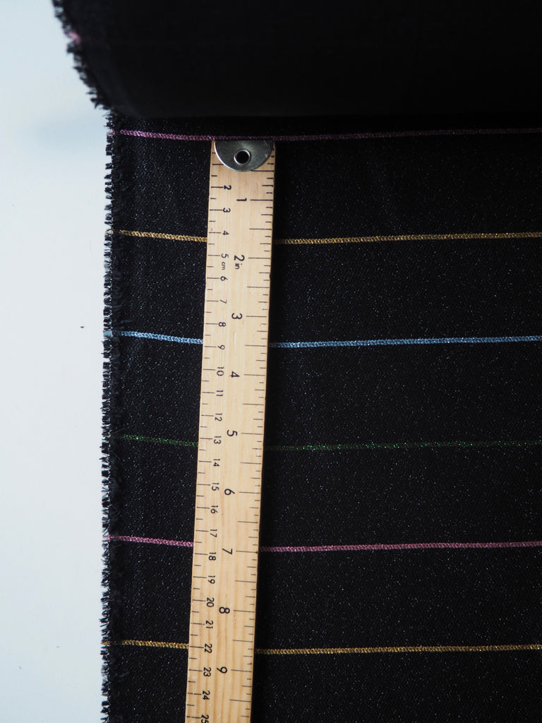 Black Rainbow Lurex Stripe Viscose