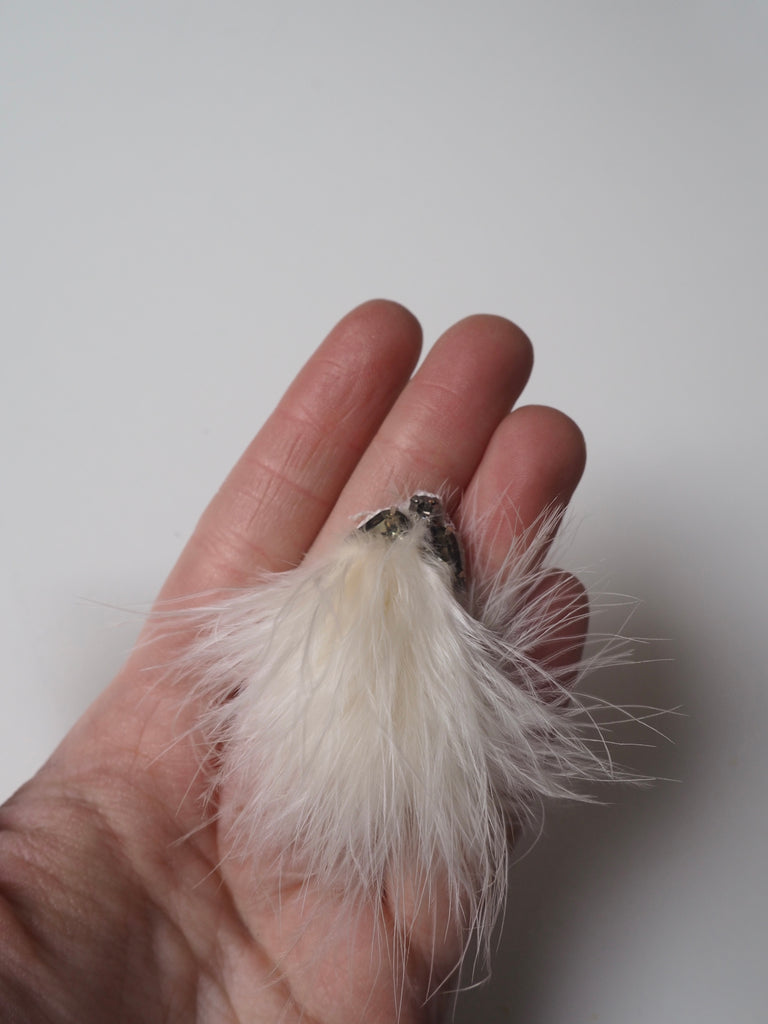 White Marabou Feather Gem Motif