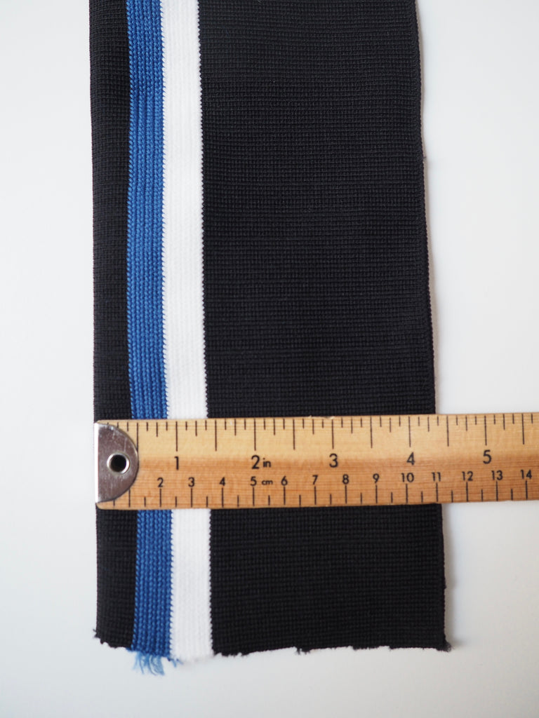 Black and Multi Stripe Double Ribbed Cuff 11cm