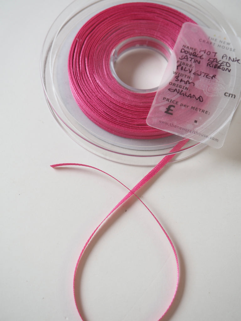 Hot Pink Berisfords Double Satin Ribbon 3mm