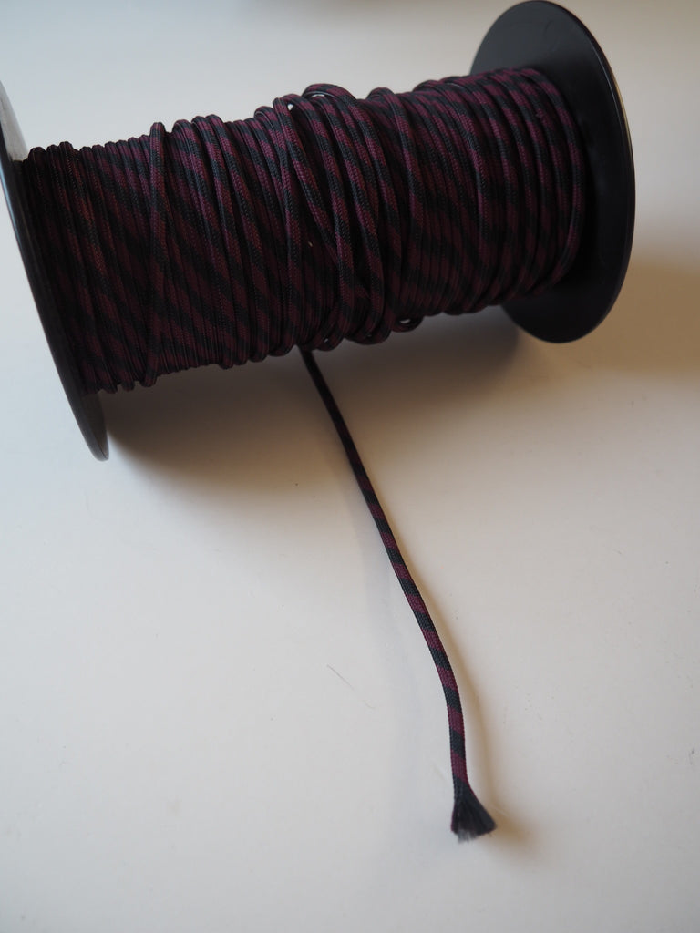 Burgundy and Black Stripe Cord 4mm