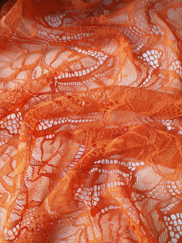 Burnt Orange Carnation Stretch Lace