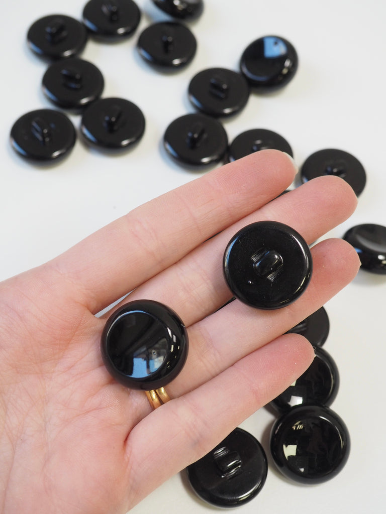 Black Plastic Chunky Concave Button 22mm