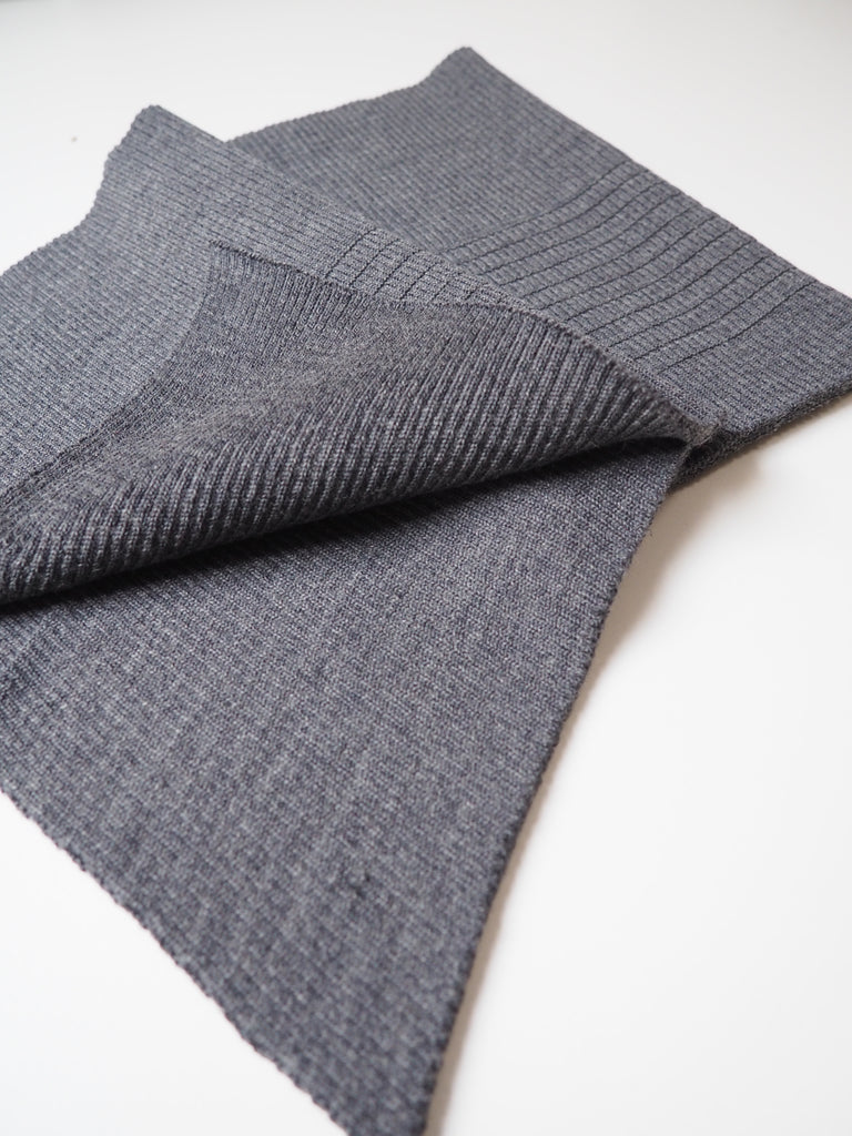 Chunky Dark Grey Wool Double Ribbed Cuff/Hem 13.5cm