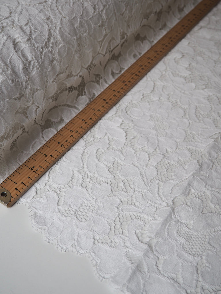 White Leafy Scallop French Lace