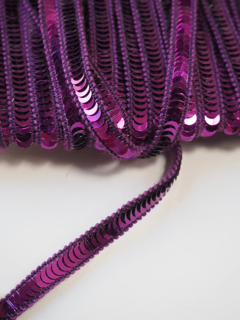 Purple Sequin Elastic Trim 8mm