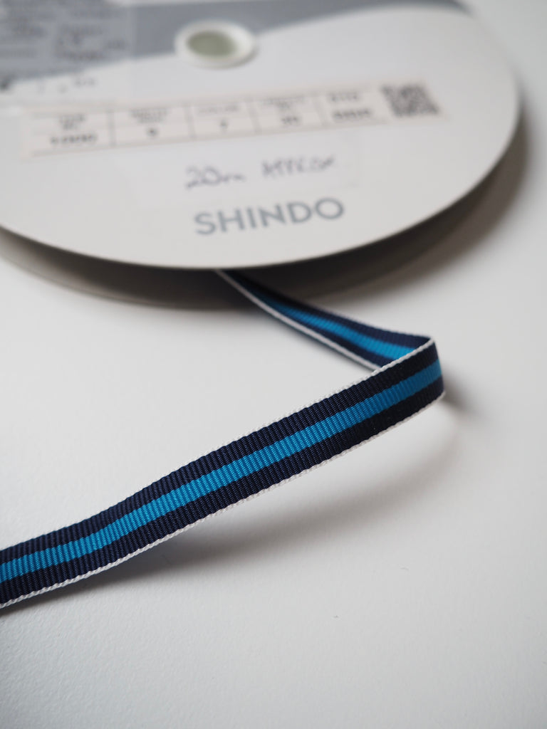 Shindo Blue Stripe Grosgrain Ribbon 9mm