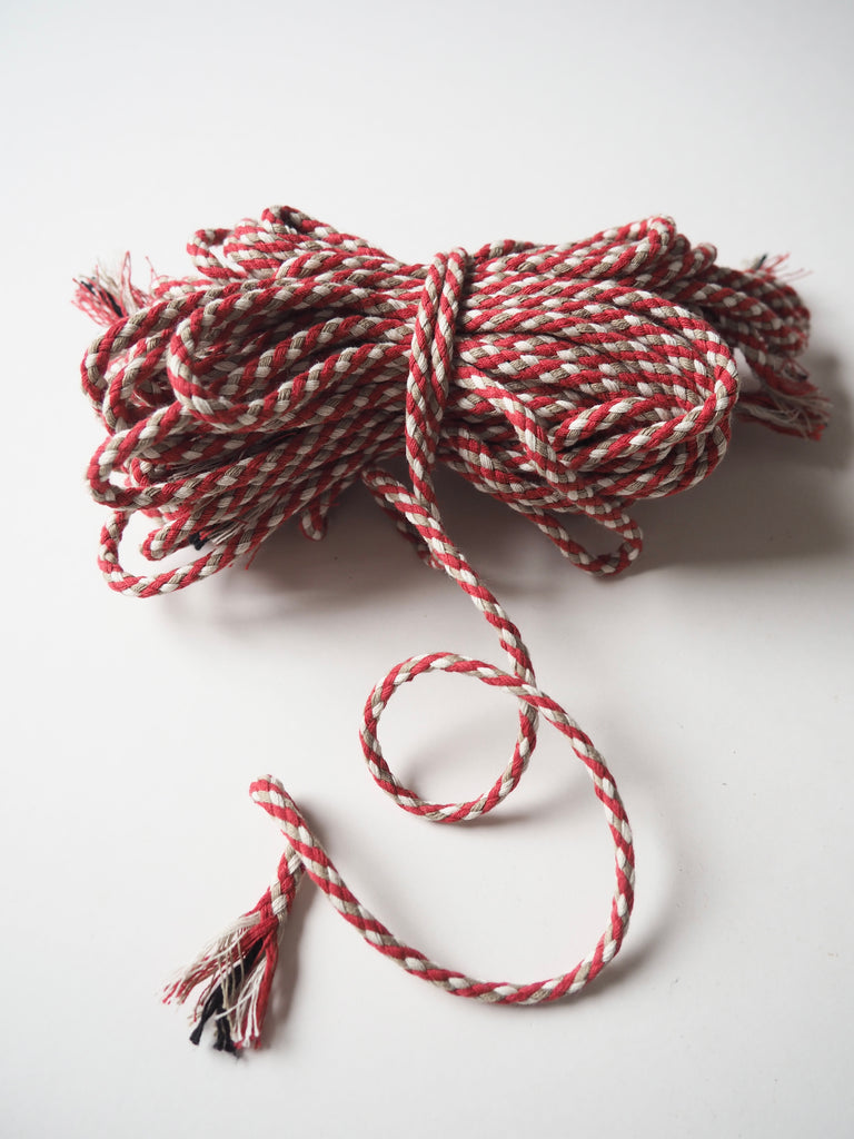 Red and Stone Cotton Braided Cord 6mm