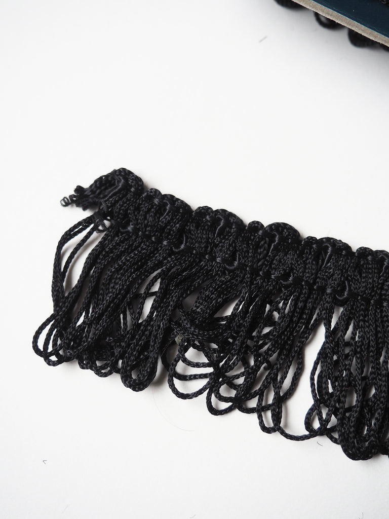 Black Corded Loop Fringe Trim 4cm