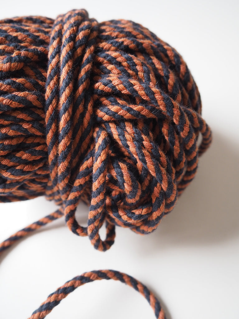 Terracotta and Black Cotton Braided Cord 6mm